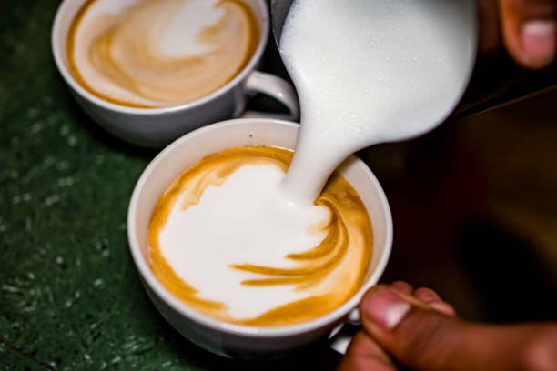 Closeup view of making coffee