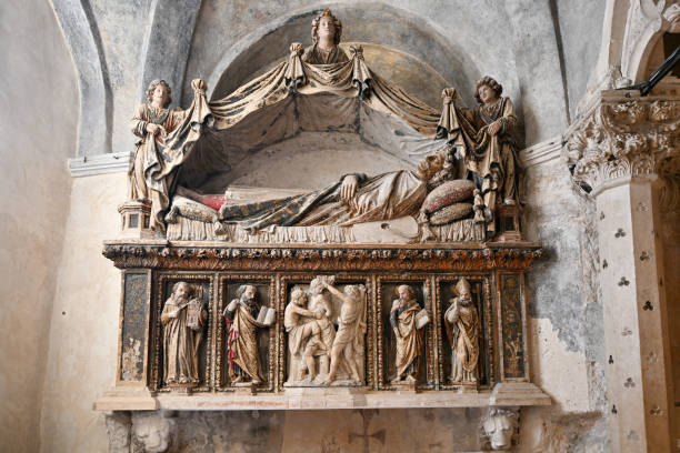 Split, Croatia - Jul 20, 2023: Cathedral of Saint Domnius inside Diocletian's Palace in Split, Croatia, Europe.