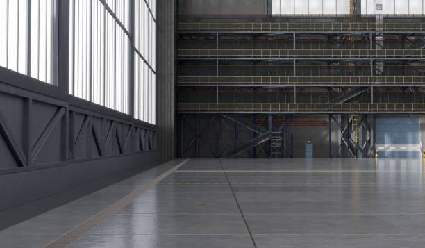istock Industrial factory, empty warehouse, 3D illustration 2196121642