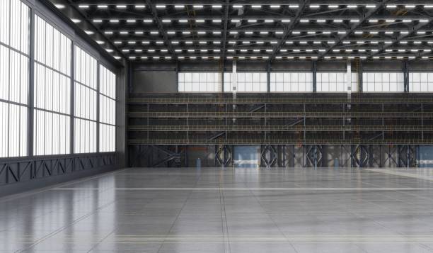 istock Industrial factory, empty warehouse, 3D illustration 2196121645