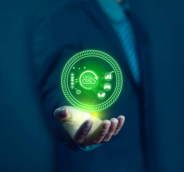 istock CO2 or Carbon Concept with icons. CO2 emissions with clean energy and limiting global warming. Reuse, improve and recycle. Circular economy concept. 2196121665