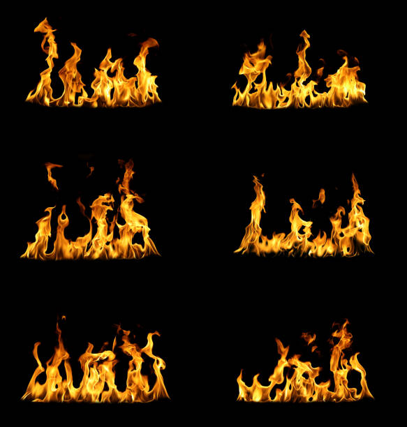 istock Abstract flames collection isolated on black background. Burning effect. Flames in the night sky. 2196121712