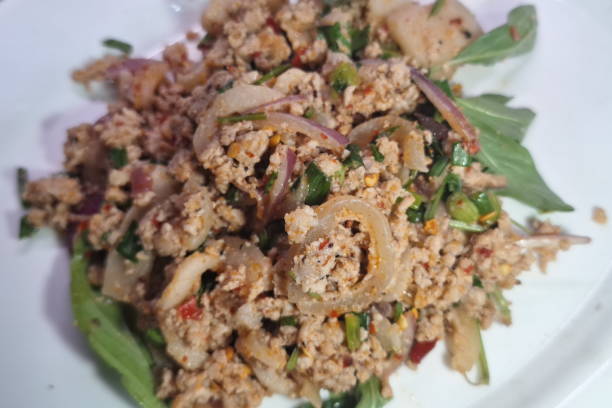 istock Minced pork larb with vegetables. Local Thai food. 2196122991