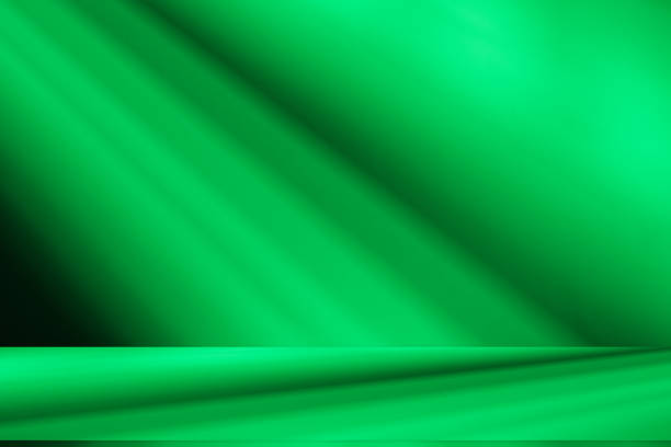 istock Studio style background wall decoration presentation uses white and green tones. with shadows cast from a nearby window, concept creating a decorative 2196124225