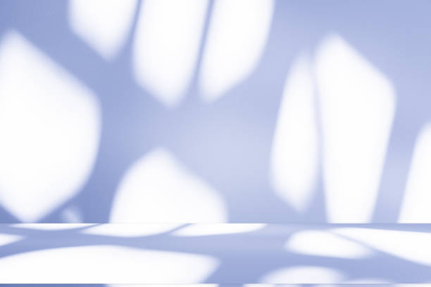 istock Studio style background wall decoration presentation uses white and blue tones. with shadows cast from a nearby window, concept creating a decorative 2196124235