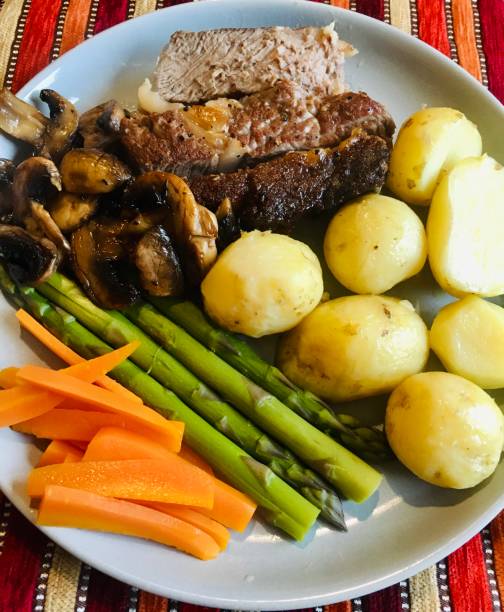Traditional British Sunday roast dinner family gathering