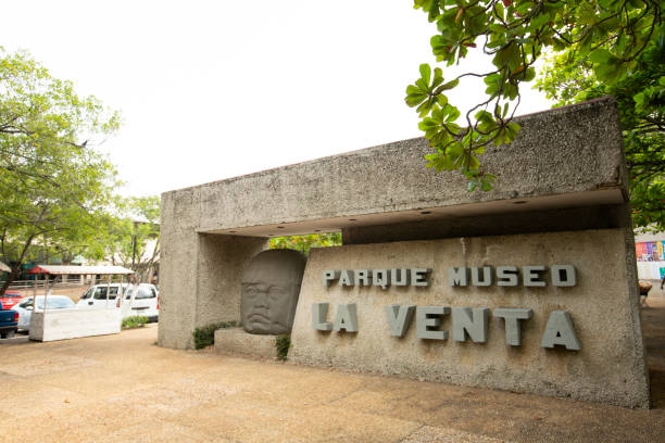 Villahermosa, Tabasco, Mexico - January 6, 2019: Afternoon traffic passes by the exterior of the downtown museum \
