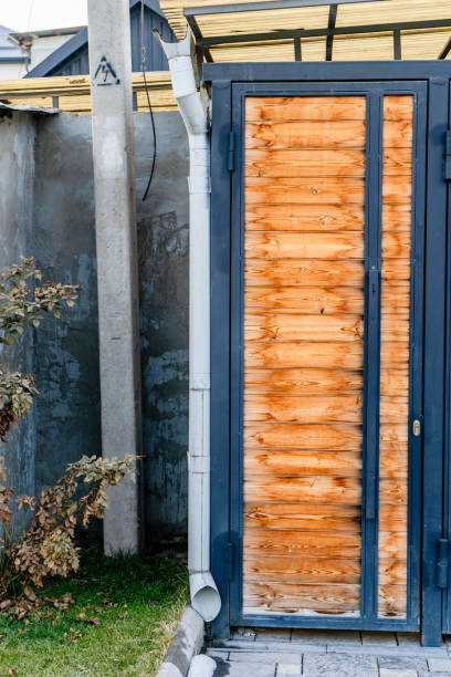 istock Modern Wooden Door with Metal Frame 2196130284