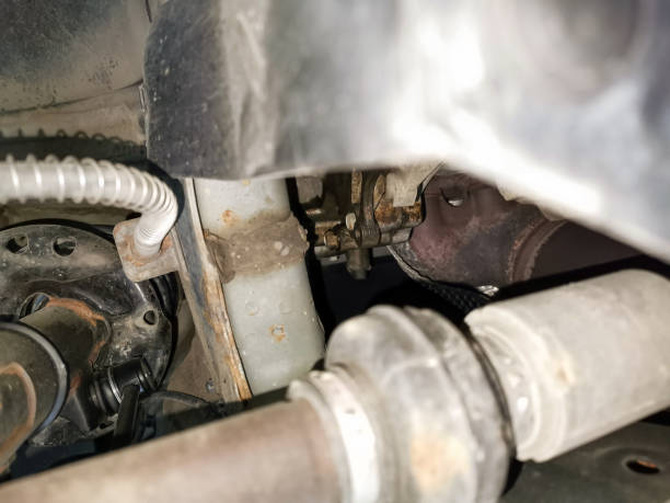 istock Close-Up View of Vehicle Suspension and Exhaust System Components 2196132411