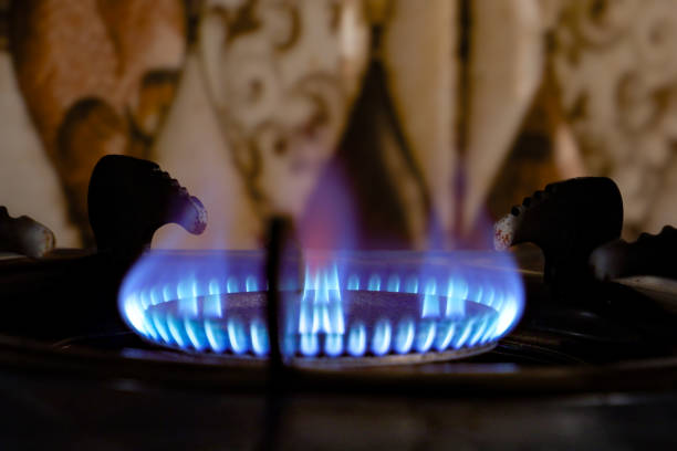 istock The stove fire burning in the darkness 2196133744