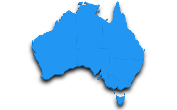 istock 3d map of Australia with borders of regions 2196134622