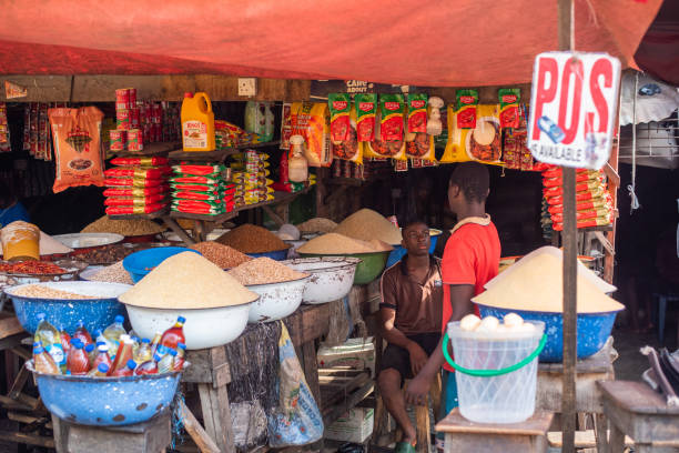 Cross section of a market shop where staple foods are sold in Lagos - Nigeria on January 25, 2025. Food prices soar by 97% in one year, South-East records highest increase - NBS report