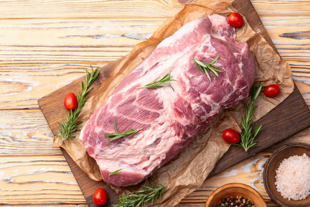 istock Neck of raw pork meat . Top view 2196141051