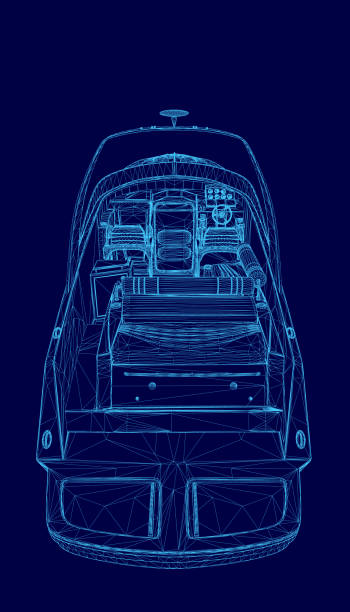 istock Blue image of a boat with a blue seat. The seat is empty. The boat is shown in a 3D format 2196141257
