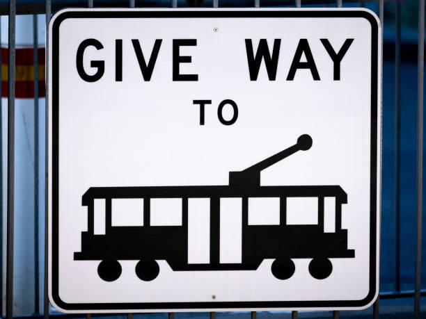 Give way to tramway signage for vehicles and pedestrians