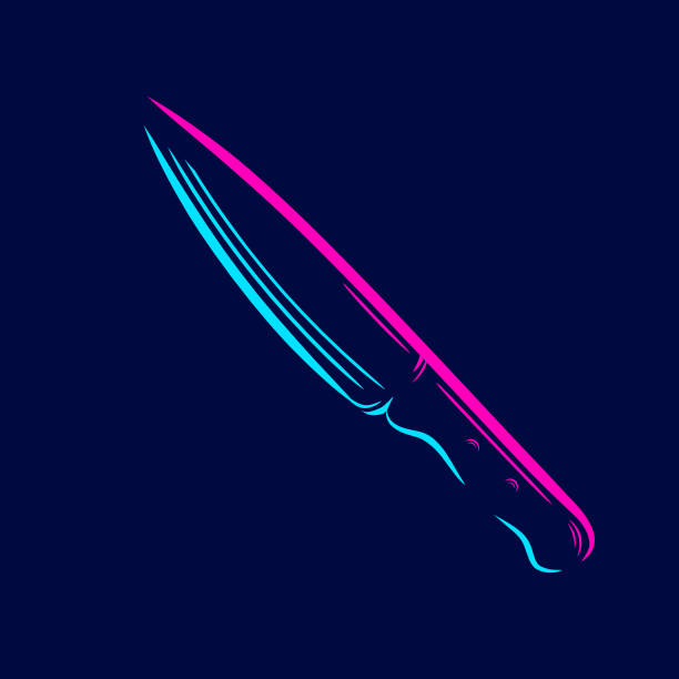 istock Knife line pop art portrait colorful design with dark background. Abstract vector illustration. 2196146063