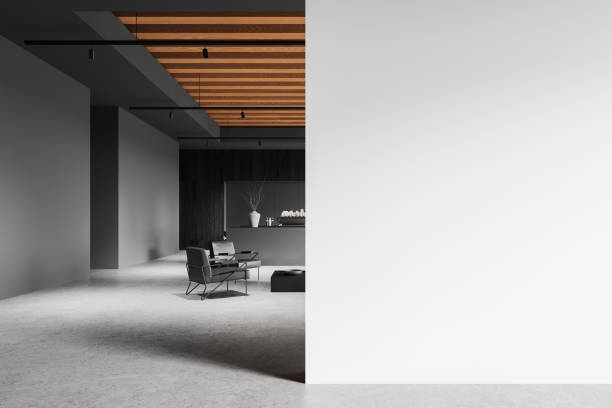 istock Modern interior with minimalist furniture and blank white wall for mockup display. 3D Rendering 2196146932