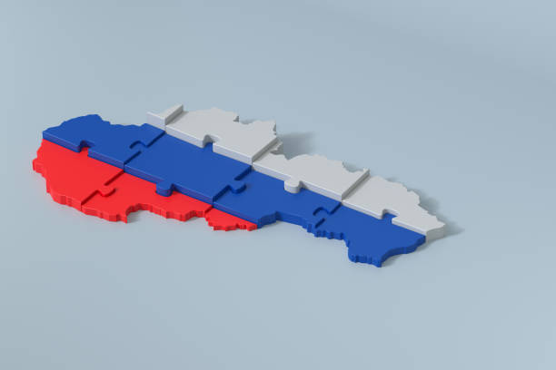 Slovakia map puzzle with slovak flag colors demonstrating cooperation and political challenges. 3d rendering