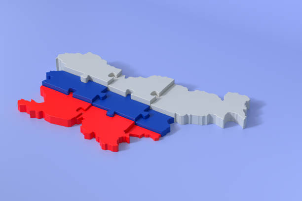3D puzzle map of Slovenia with national flag colors. 3d rendering