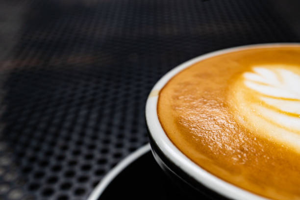 macro close up coffee cappuccino latte art crema cappucinno empty negative text space