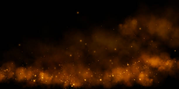 istock Fantastic smoke background. Magic smoke with glitter and small particles of shimmering stars, fog with glowing particles, golden vapour with stardust. Vector illustration. 2196156362