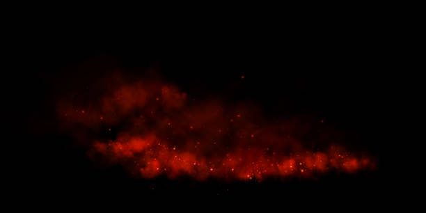 istock Fantastic smoke background. Magic smoke with glitter and small particles of twinkling stars, fog with glowing particles, red vapor with stardust. Vector illustration. 2196156536