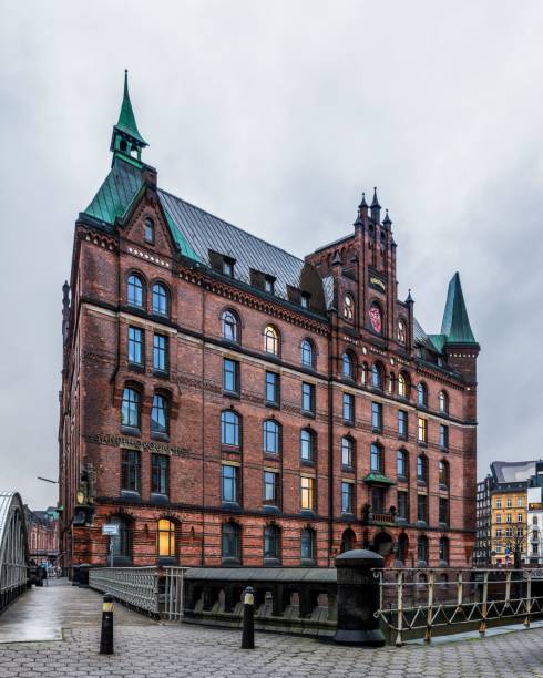 Hamburg, Germany – December 05, 2024: Speicherstadt in Hamburg showcases Neo-Gothic and modernist architecture in Germany.