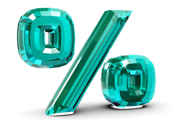 istock 3D Emerald Percentage Symbol on white background 2196158234