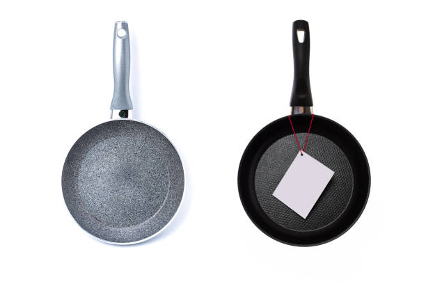 istock Two frying pans isolated on white. 2196159565