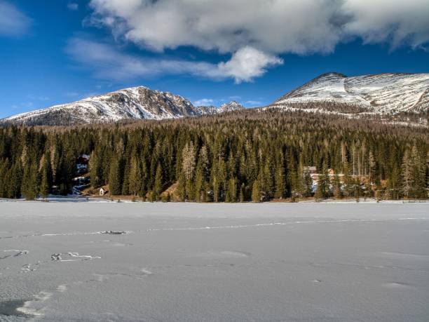istock Serene winter landscape with snowy mountains. 2196160005
