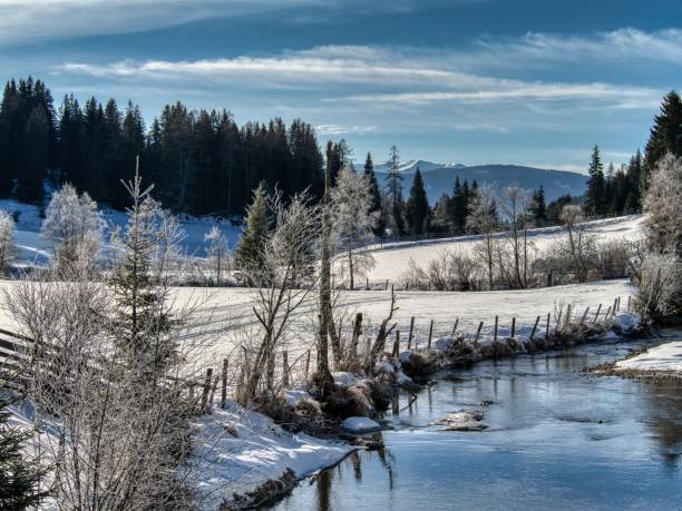 River flowing through snow