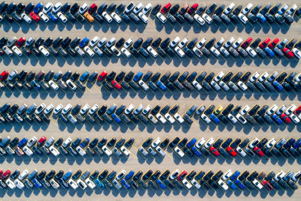 istock Rows of Cars Viewed from Above 2196161851