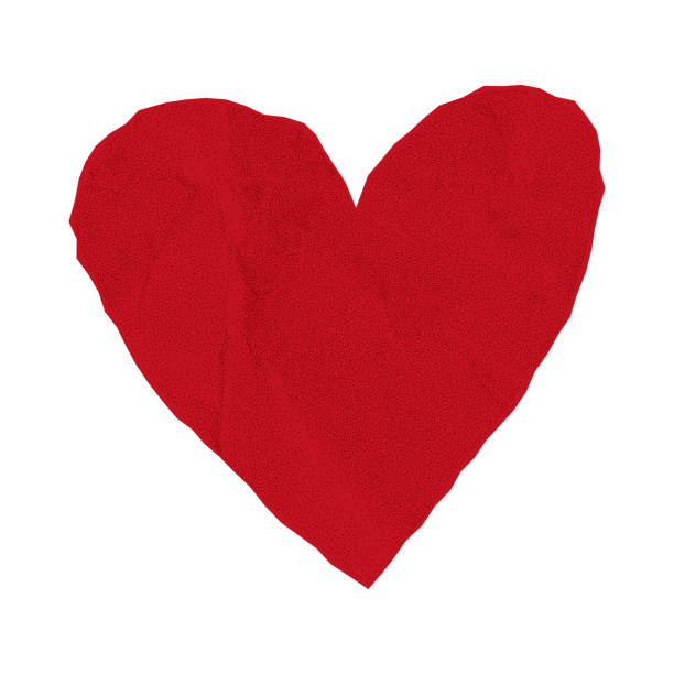 Torn crumpled red paper heart, cut out from notebook sheet sticker Torn crumpled red paper heart, cut out from notebook sheet sticker, uneven jagged edges, valentine collage, symbol of love and romance nose scrunch illustrations stock illustrations
