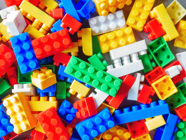 istock Building block toy with colorful blocks bricks toy, Top view 2196173509