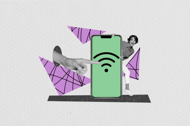 istock Collage 3d pinup pop sketch image of excited lady sharing wifi modern gadget isolated grey color background 2196173872