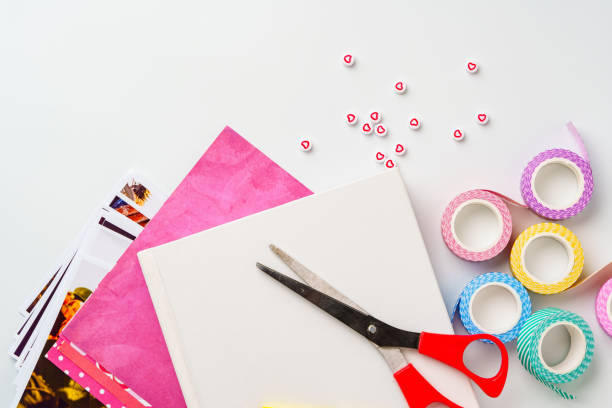 lots of arts and crafts objects which can be used for hobbies like scrapbooking and sawing and labelling