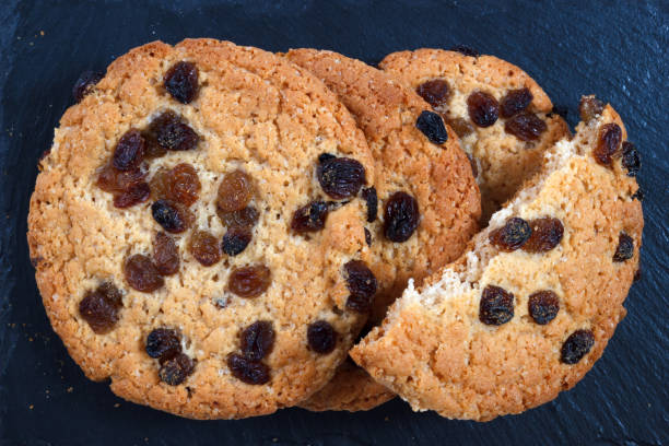 istock Americano cookies with raisins. The closeup view from above . 2196177776