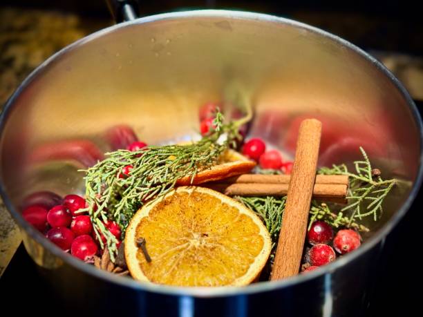Pot full of Christmas simmer pot ingredients