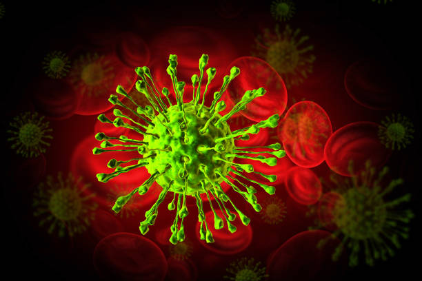 istock Virus infected blood cells. 3d illustration 2196187206