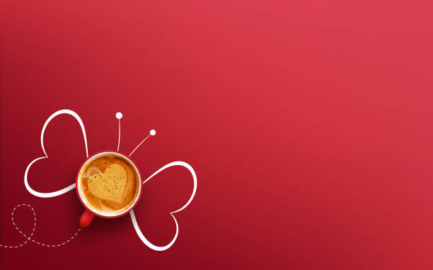 cup of coffee with heart-shaped foam. ideal for holiday marketing materials, seasonal promotions, Ideal for banners, brochures and e-cards. coffee love.