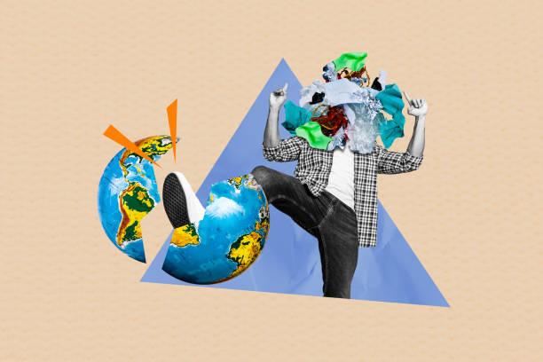istock Sketch image composite trend artwork 3D photo collage of silhouette young man break globe earth trash recycle reuse rubbish eco disaster 2196198500