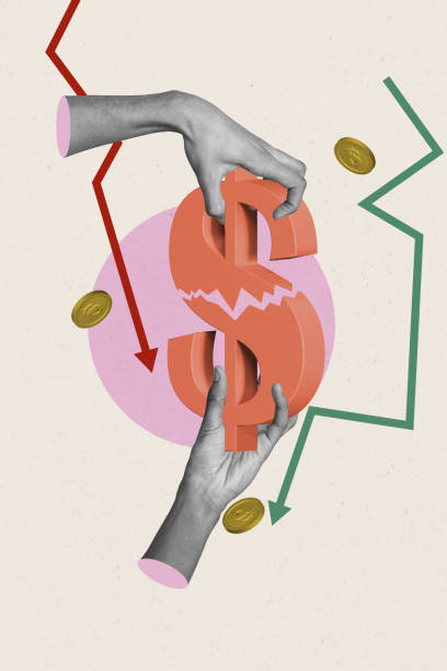 istock Collage 3d pinup pop retro sketch image of arms trying avoid dollar devaluation isolated beige color background 2196198629