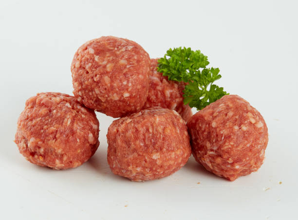 istock Fresh ground pork isolated nature background with clipping path 2196199229