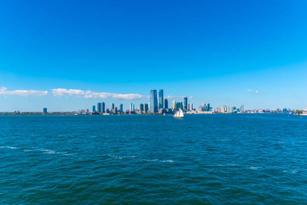 New Jersey skyscrapers seen from Battery Park in Lower Manhattan. New York City, USA