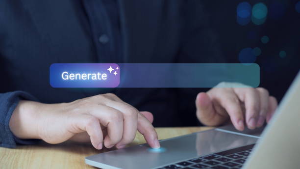 istock Hands typing on a laptop with the Generate button highlighted on top, indicating the creation of AI content or automated technology. Collaboration between humans and AI technology. 2196200467