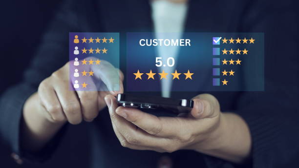 istock Customer review satisfaction feedback survey concept, User give rating to service experience on online application, Customer can evaluate quality of service leading to reputation ranking of business 2196200525