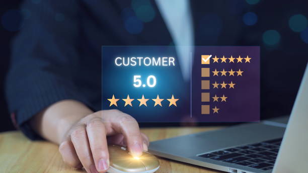 istock Customer review satisfaction feedback survey concept, User give rating to service experience on online application, Customer can evaluate quality of service leading to reputation ranking of business. 2196200555