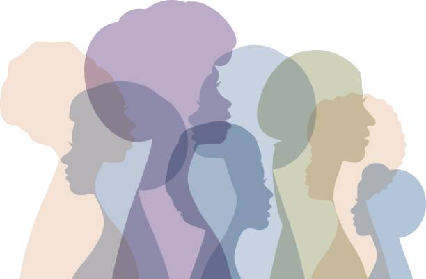 istock Silhouettes of women of different nationality, card, poster, template, background Vector EPS 10 2196203081