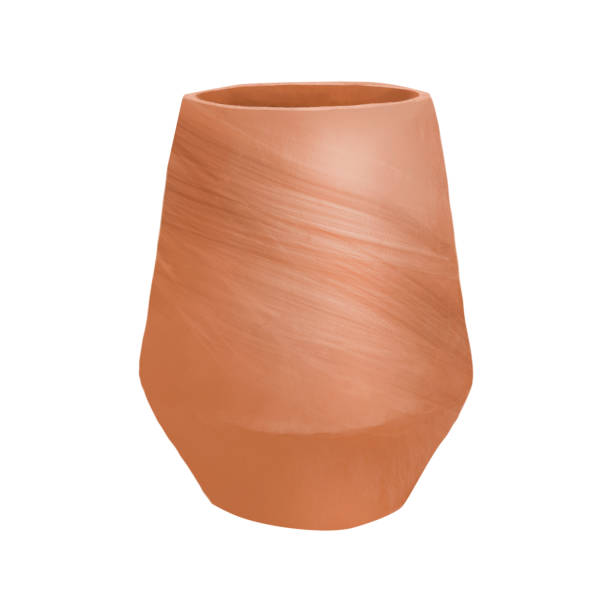 istock Clay terracotta jug without handles. Watercolor digital illustration. Ceramic vase, pottery, isolated on white background. Garden brown vase. Dairy packaging theme, kitchenware, rustic prints 2196211377