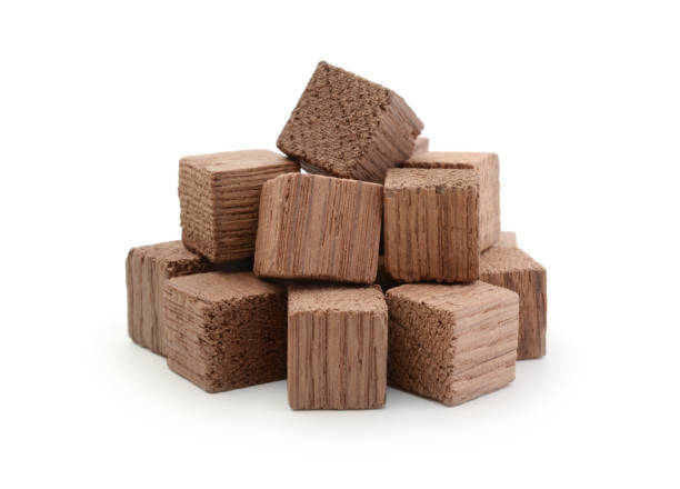 istock Wooden oak cubes isolated on white. 2196217424